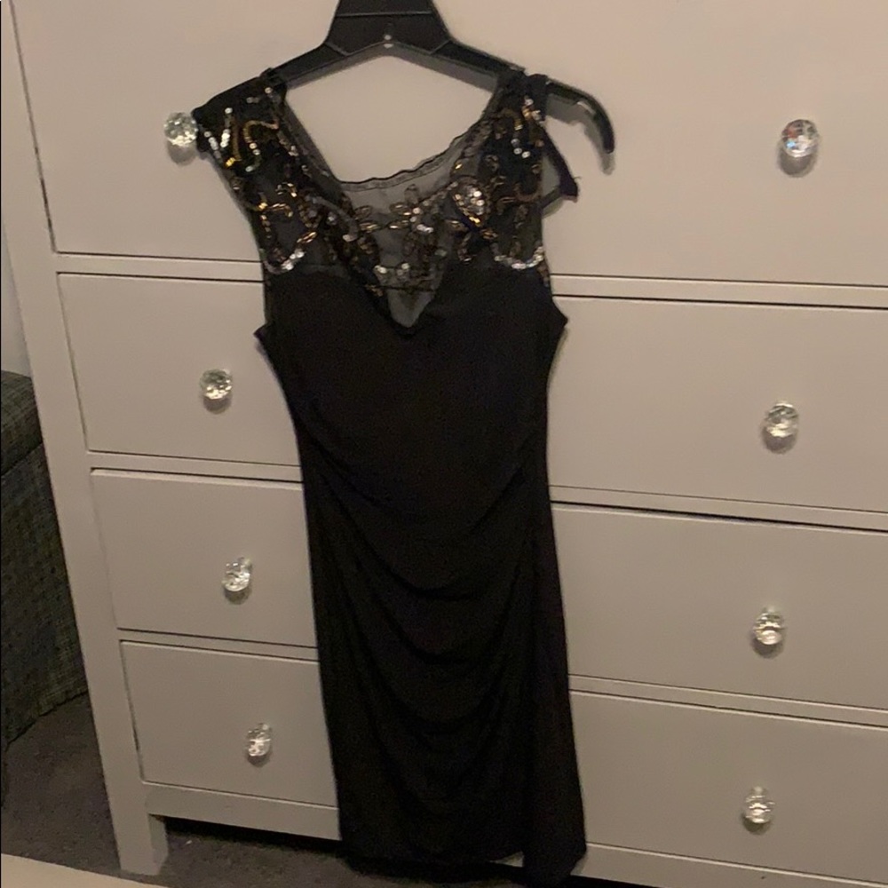 B Darlin Black Gold Sequin Cocktail Dress